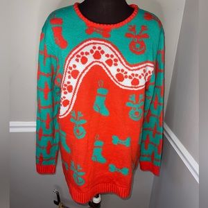 Cesar Dog Lover Ugly Christmas Sweater Nordic Paw Prints Bones Adult Size Medium